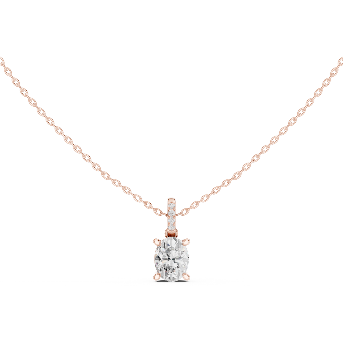 Oval Cut Diamond Pavé Bail Pendant – view 5 of 12, lab grown diamond pendant | Jewelix Atelier