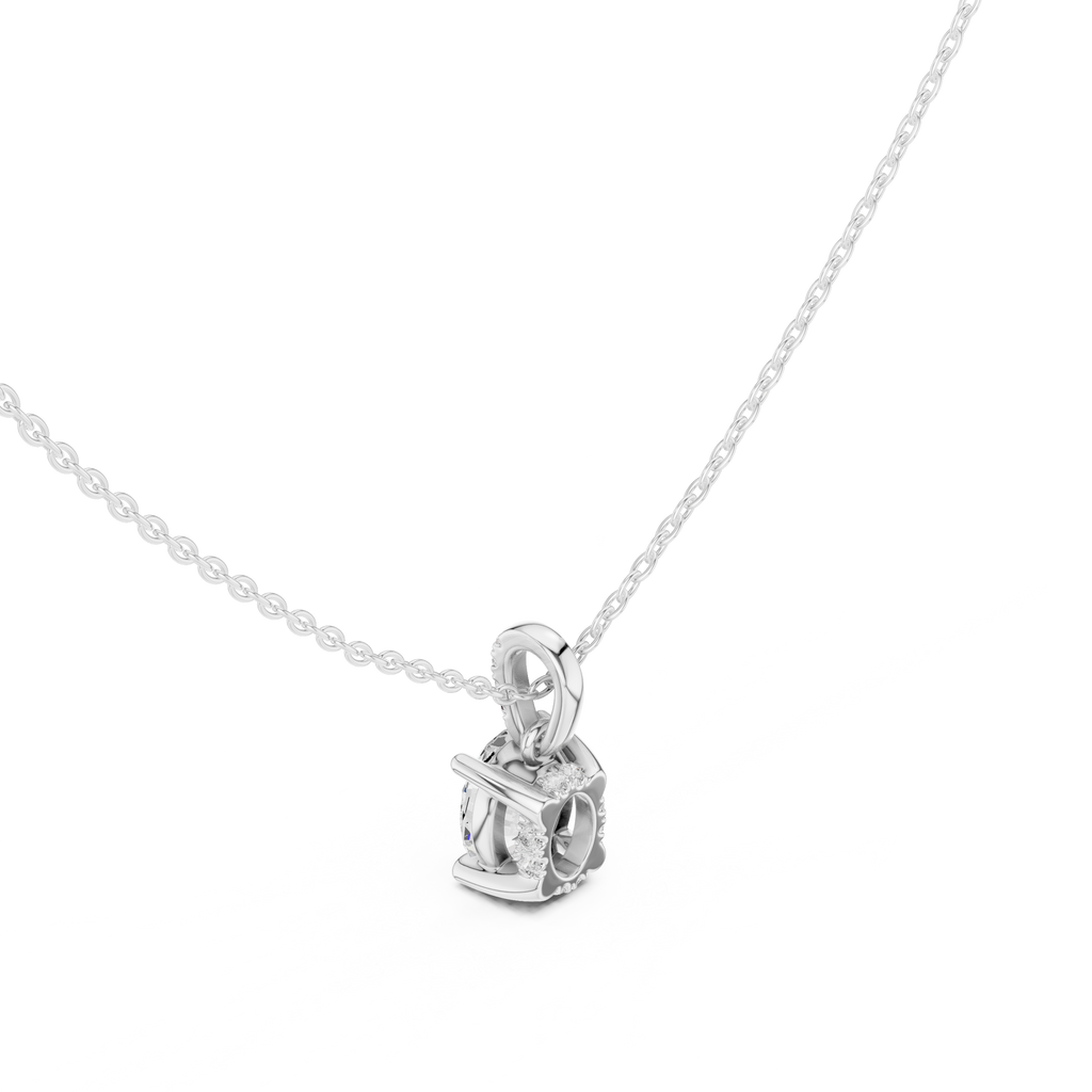 1.50 CT Oval Cut Diamond Pavé Bail Pendant Necklace in 14K & 18K Gold