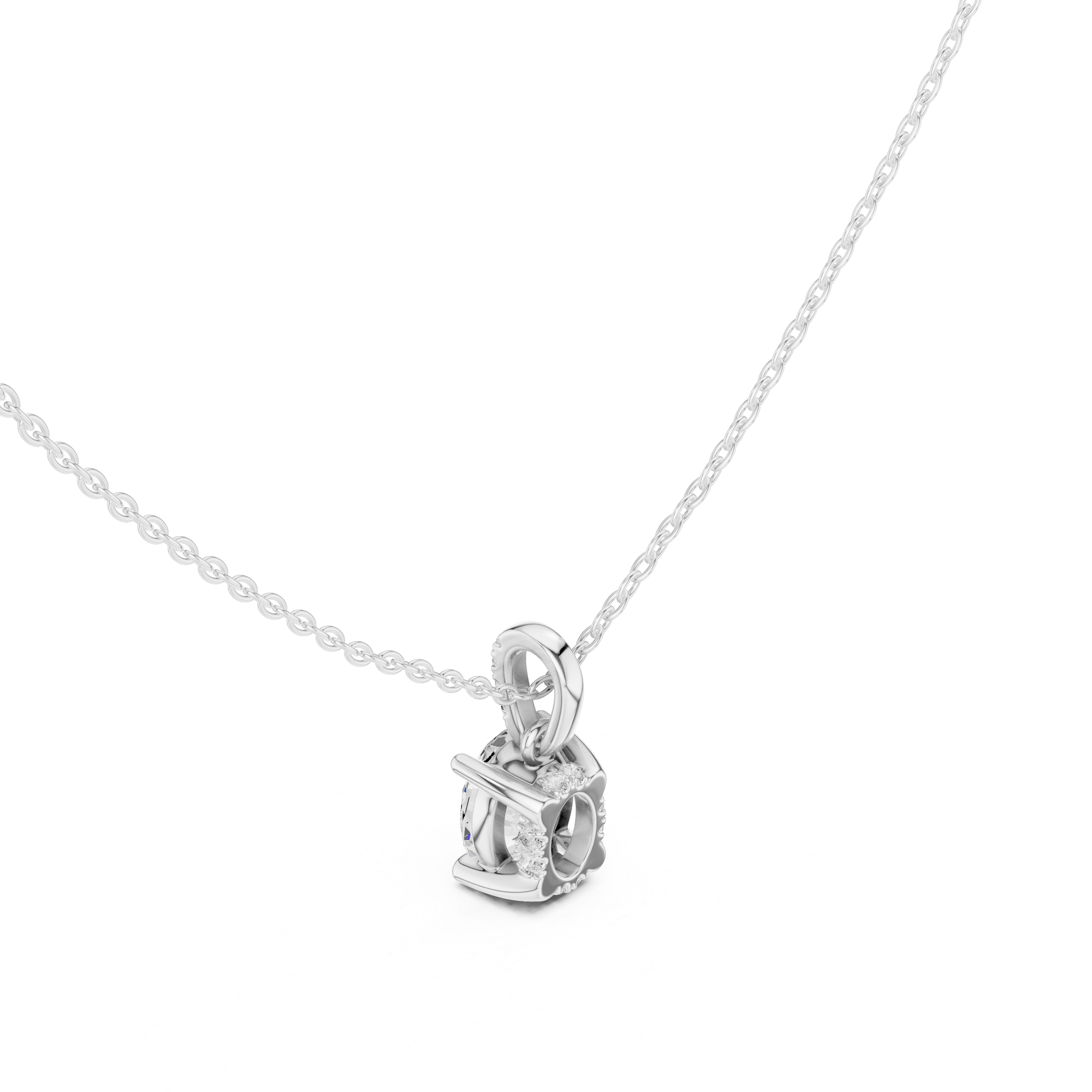 1.50 CT Oval Cut Diamond Pavé Bail Pendant Necklace in 14K & 18K Gold