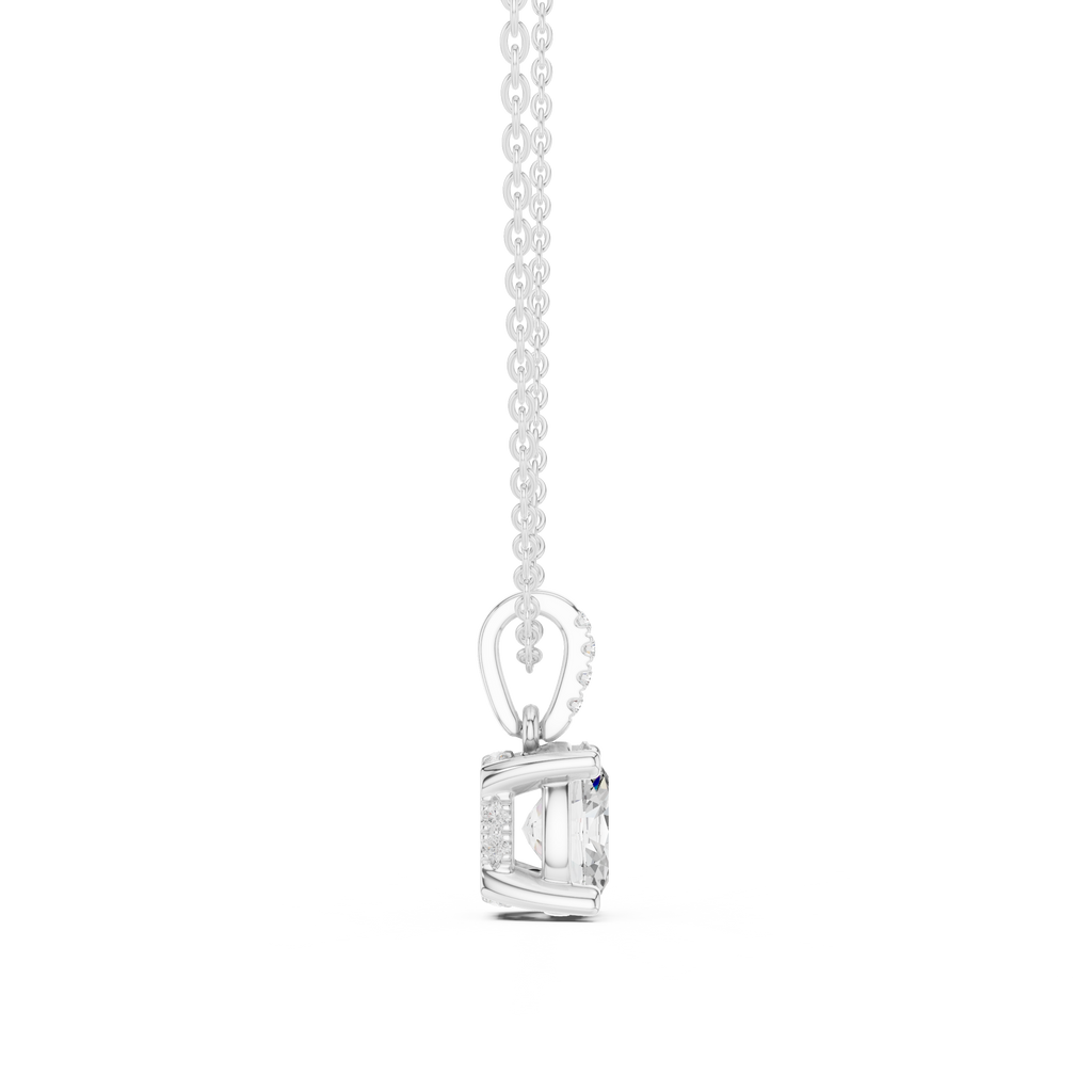 1.50 CT Oval Cut Diamond Pavé Bail Pendant Necklace in 14K & 18K Gold