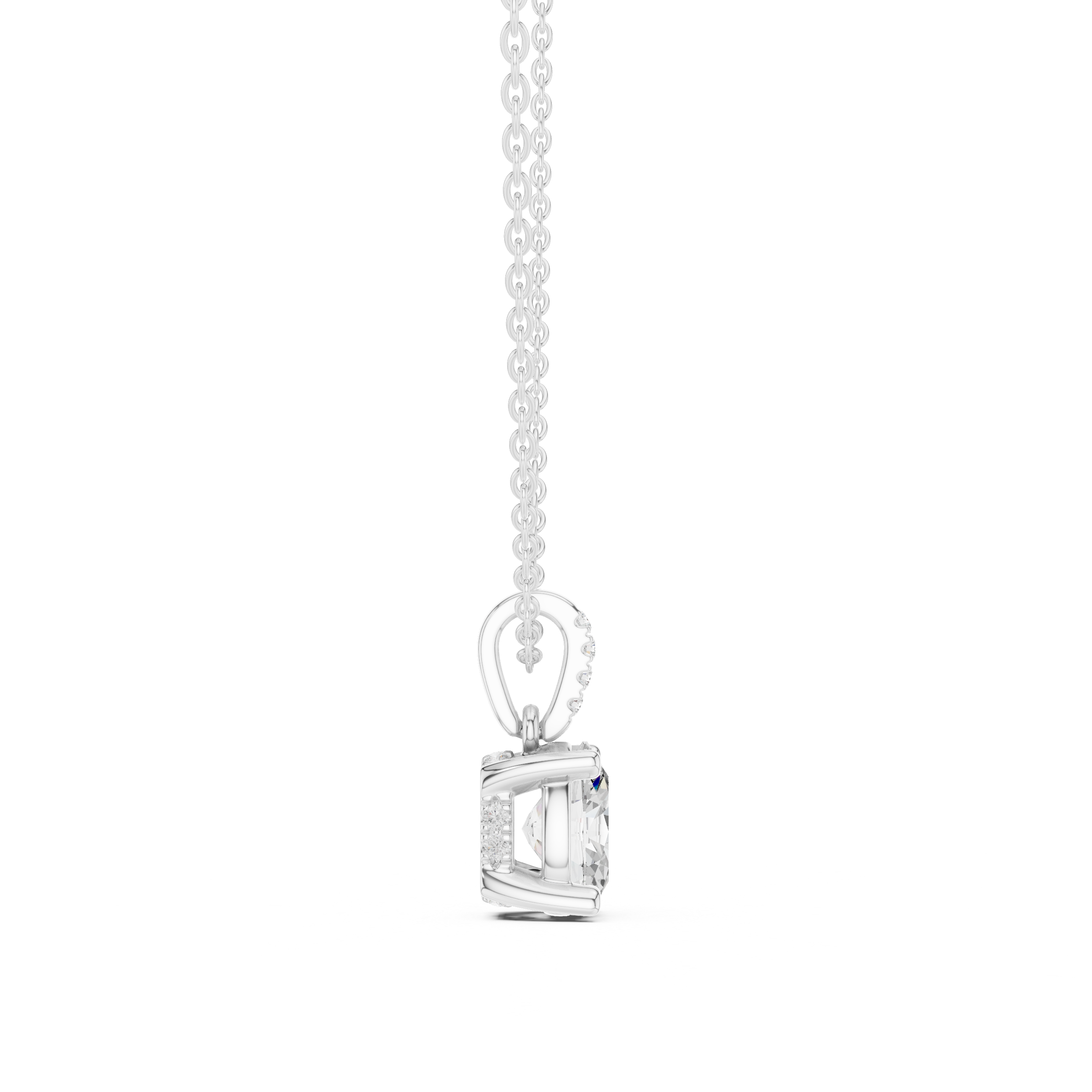 1.50 CT Oval Cut Diamond Pavé Bail Pendant Necklace in 14K & 18K Gold