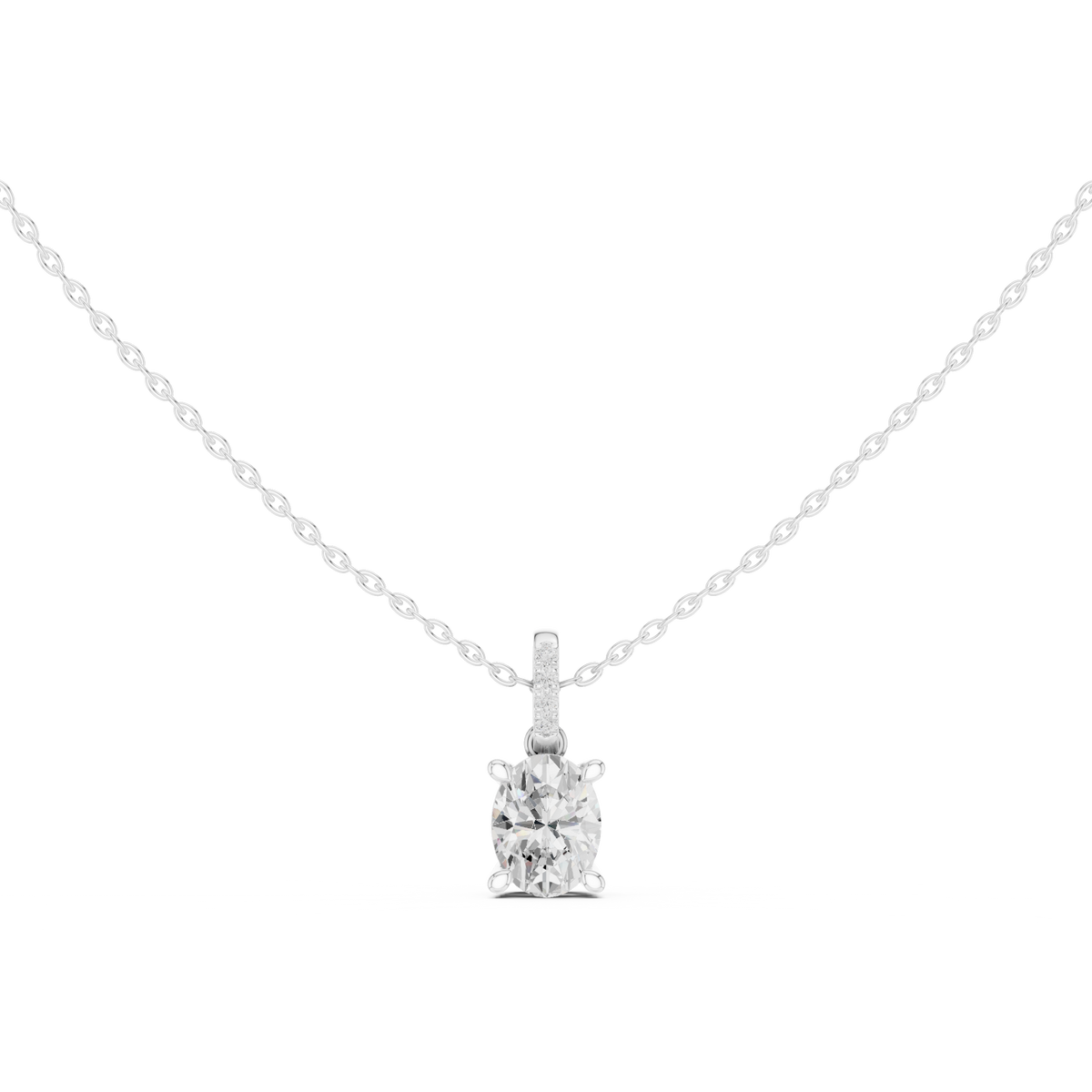 Oval Cut Diamond Pavé Bail Pendant – view 1 of 12, lab grown diamond pendant | Jewelix Atelier