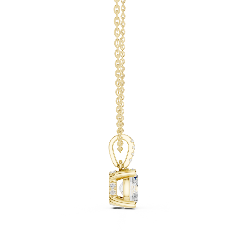 1.50 CT Oval Cut Diamond Pavé Bail Pendant Necklace in 14K & 18K Gold