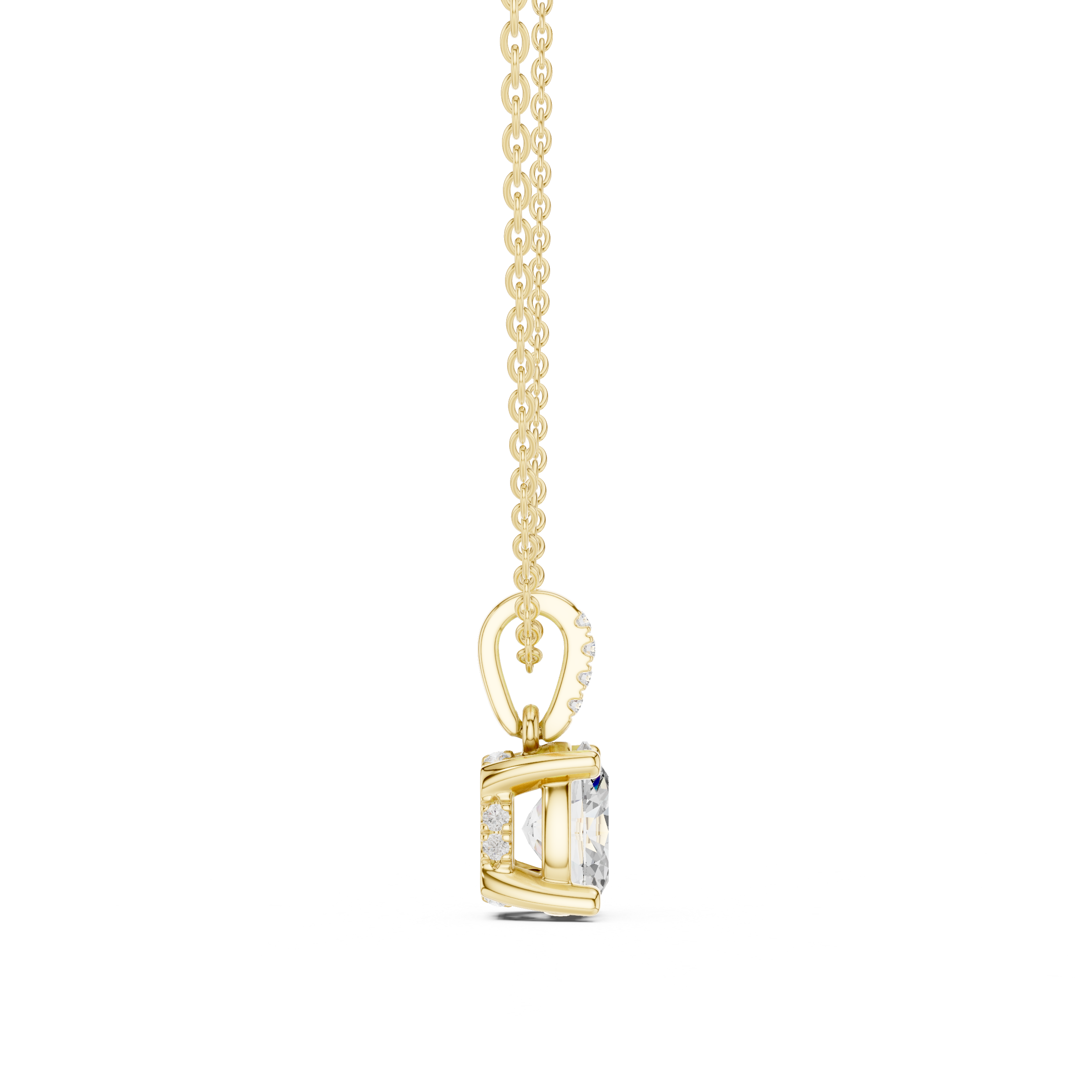 1.50 CT Oval Cut Diamond Pavé Bail Pendant Necklace in 14K & 18K Gold