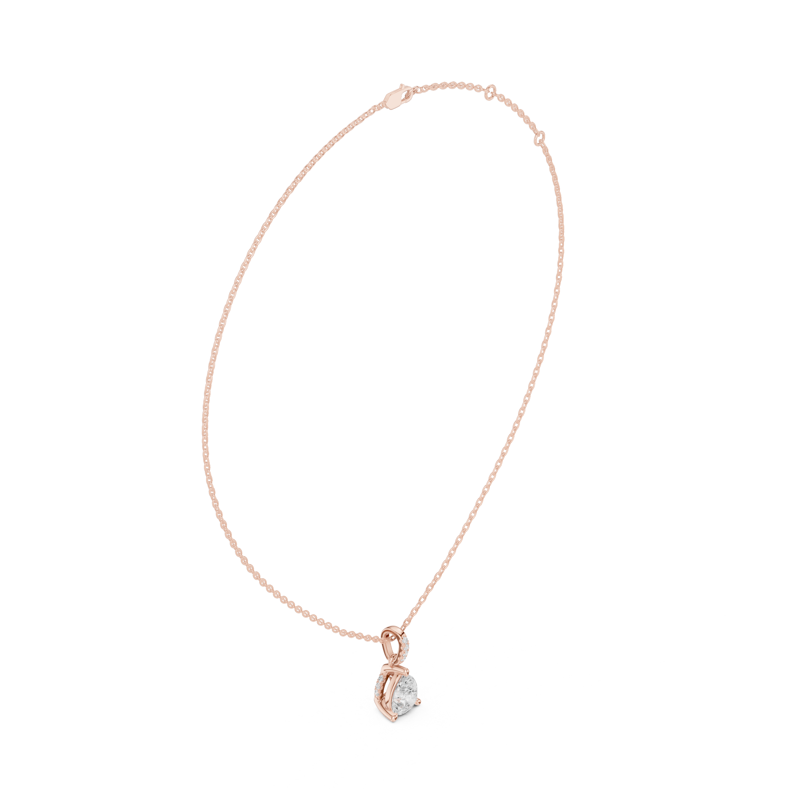 1.50 CT Pear Cut Diamond Pavé Bail Pendant Necklace in 14K & 18K Gold