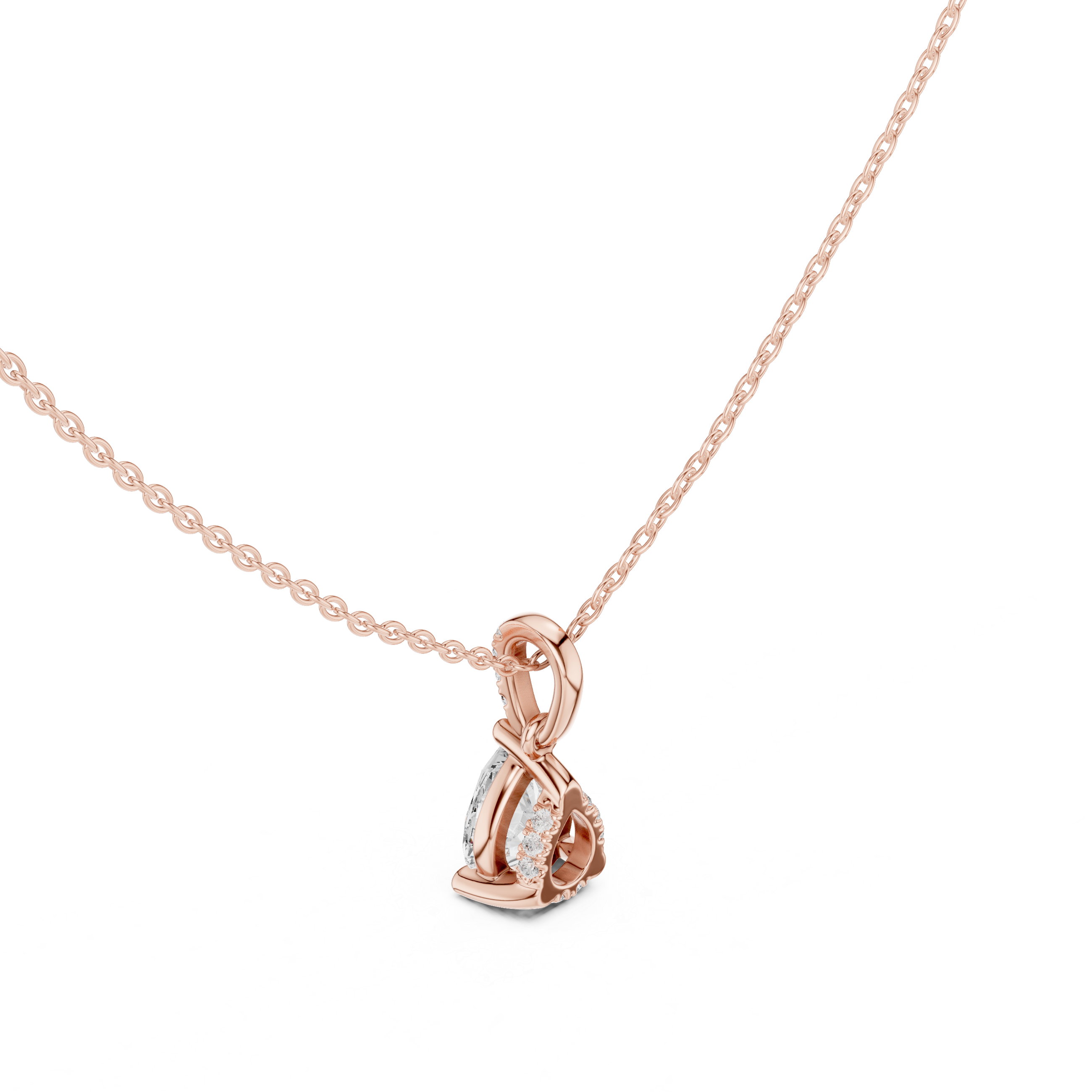 1.50 CT Pear Cut Diamond Pavé Bail Pendant Necklace in 14K & 18K Gold