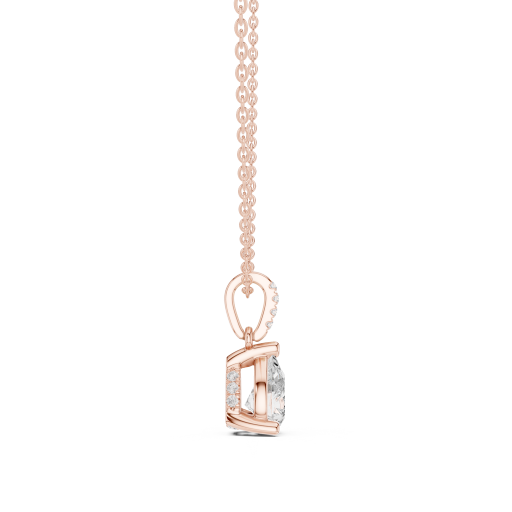 1.50 CT Pear Cut Diamond Pavé Bail Pendant Necklace in 14K & 18K Gold