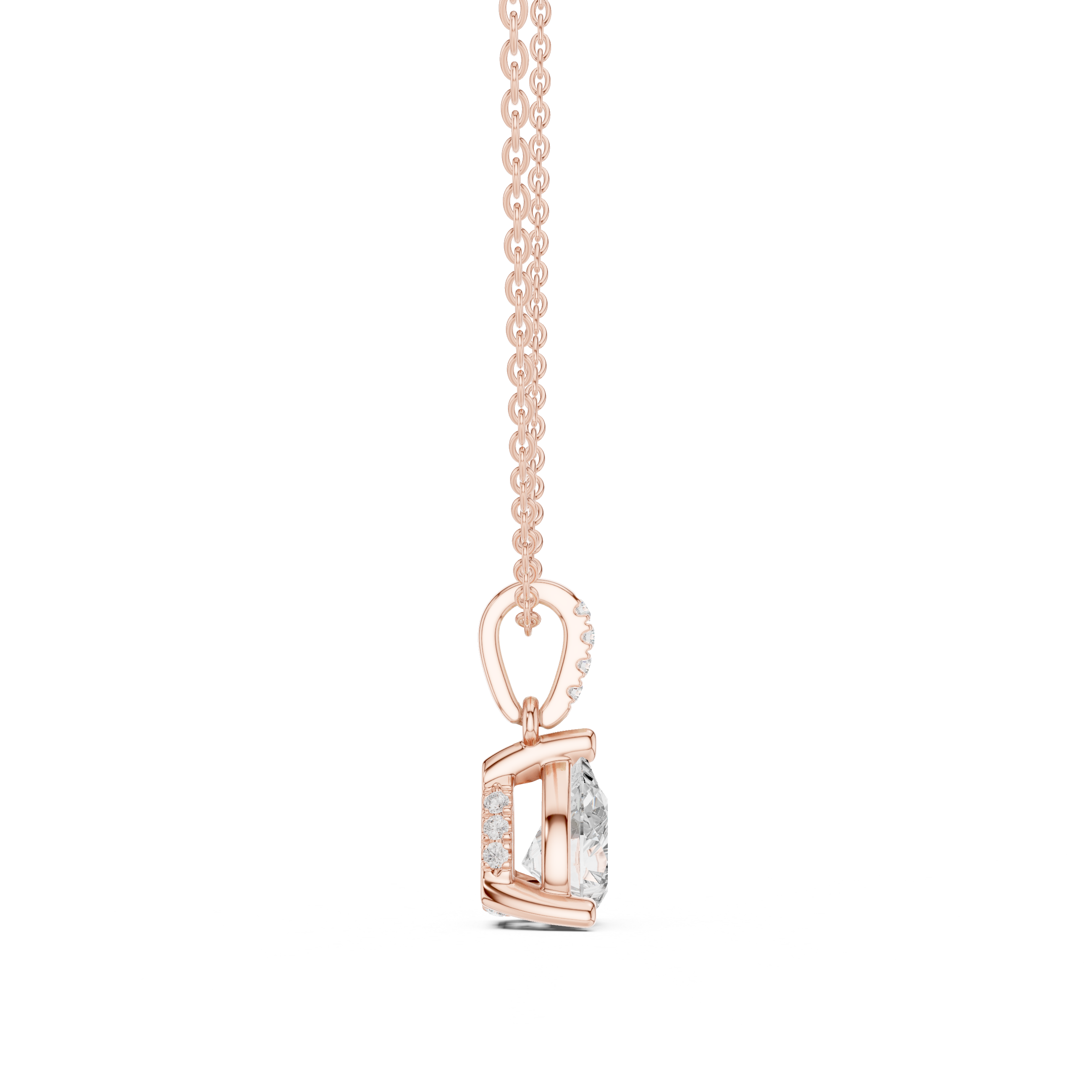 1.50 CT Pear Cut Diamond Pavé Bail Pendant Necklace in 14K & 18K Gold