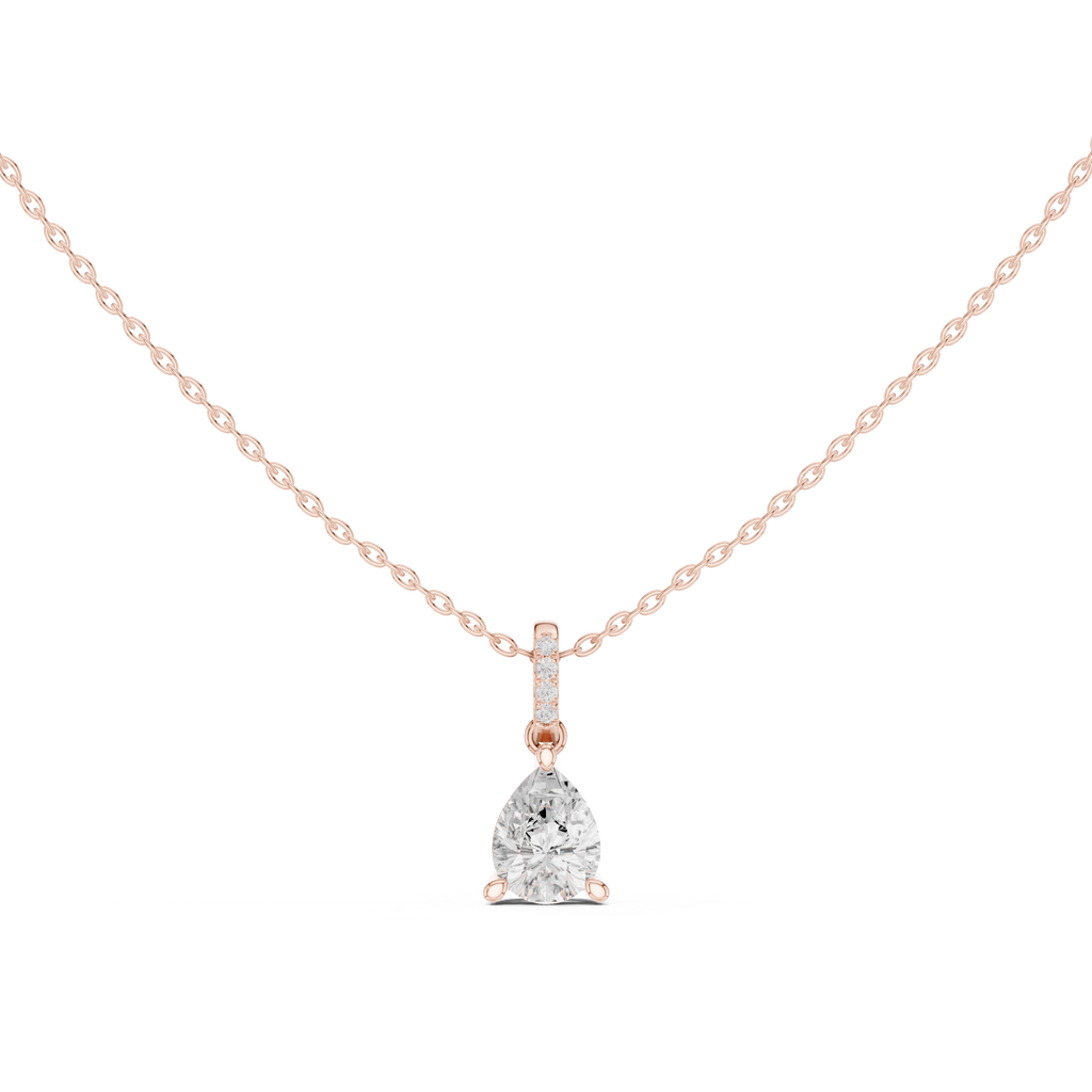 1.50 CT Pear Cut Diamond Pavé Bail Pendant Necklace in 14K & 18K Gold