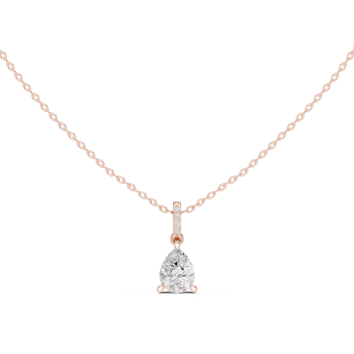 Pear Cut Diamond Pavé Bail Pendant – view 5 of 12, lab grown diamond pendant | Jewelix Atelier