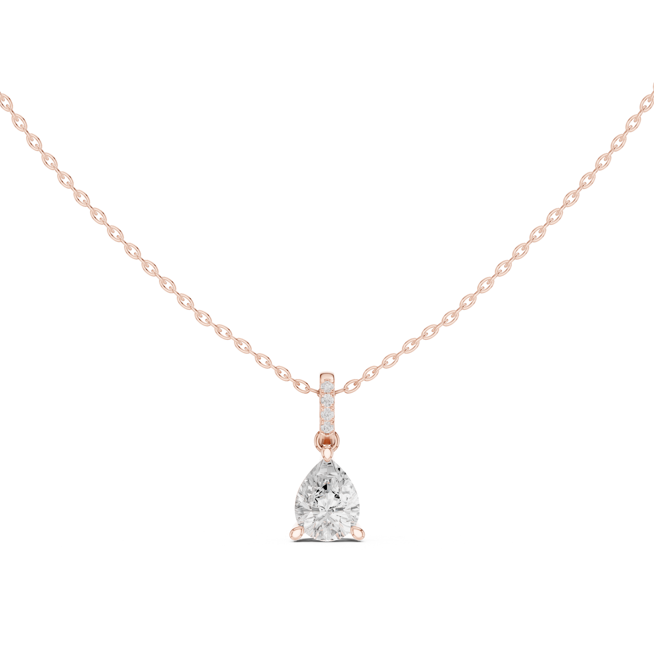1.50 CT Pear Cut Diamond Pavé Bail Pendant Necklace in 14K & 18K Gold