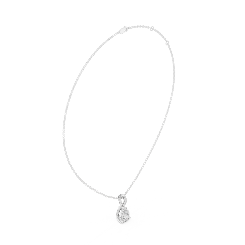 1.50 CT Pear Cut Diamond Pavé Bail Pendant Necklace in 14K & 18K Gold