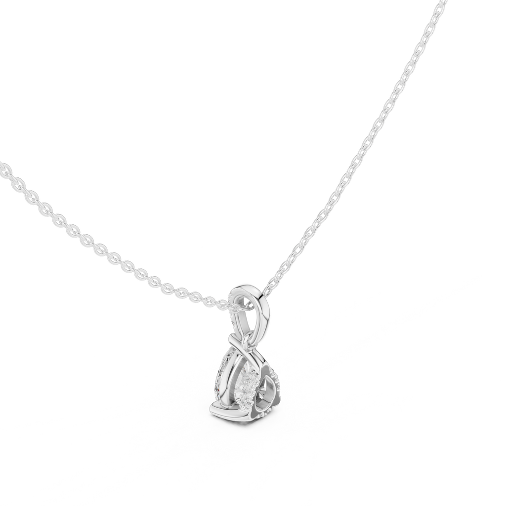 1.50 CT Pear Cut Diamond Pavé Bail Pendant Necklace in 14K & 18K Gold