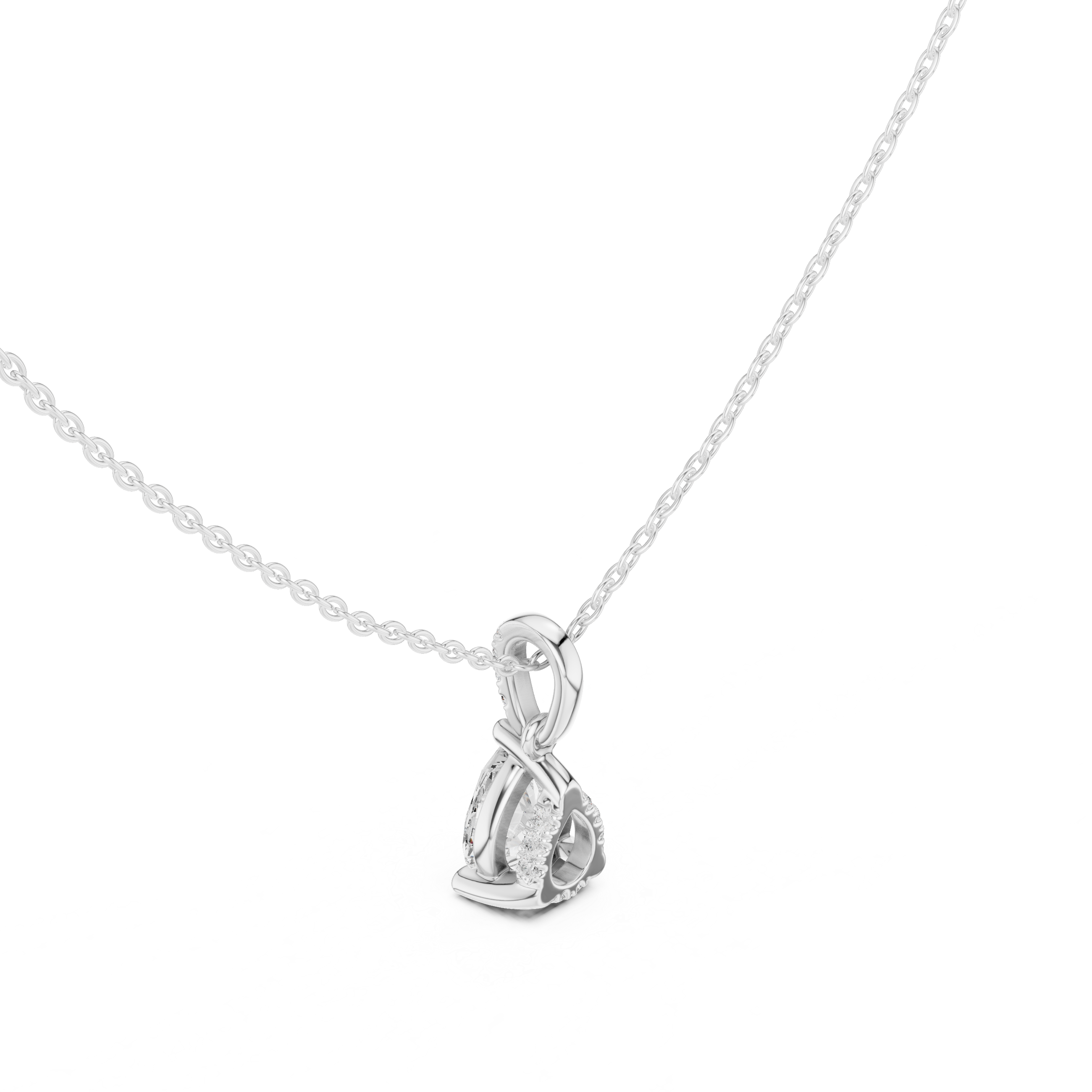 1.50 CT Pear Cut Diamond Pavé Bail Pendant Necklace in 14K & 18K Gold