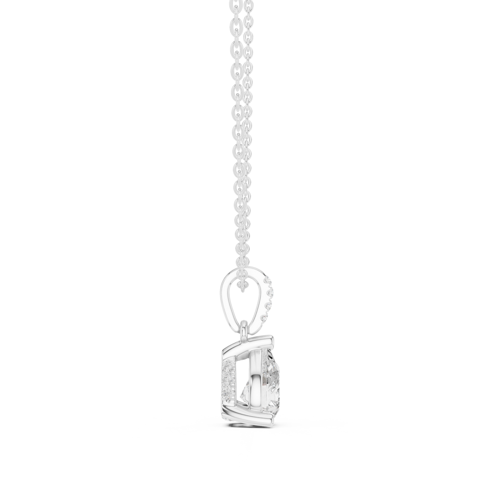 1.50 CT Pear Cut Diamond Pavé Bail Pendant Necklace in 14K & 18K Gold