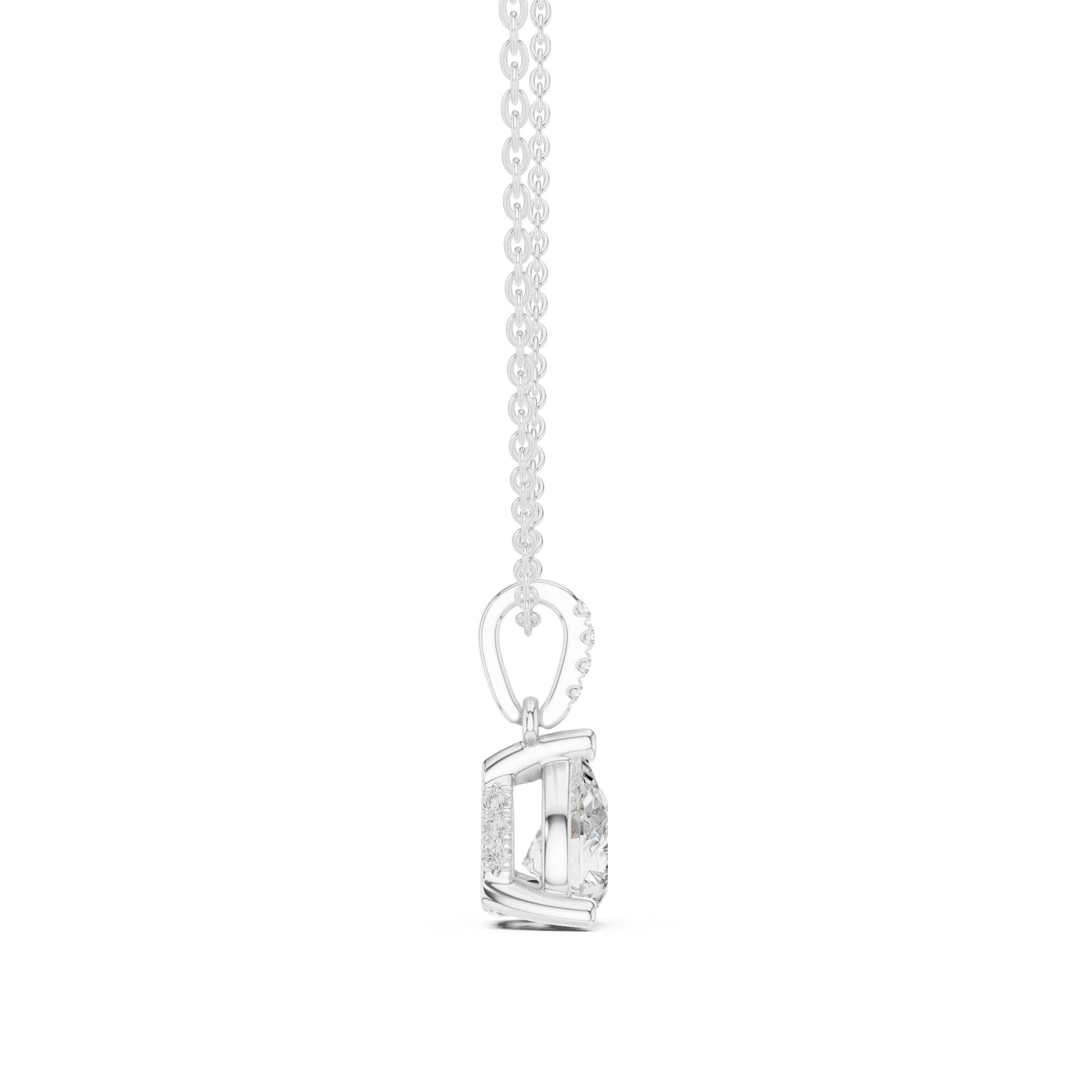 1.50 CT Pear Cut Diamond Pavé Bail Pendant Necklace in 14K & 18K Gold