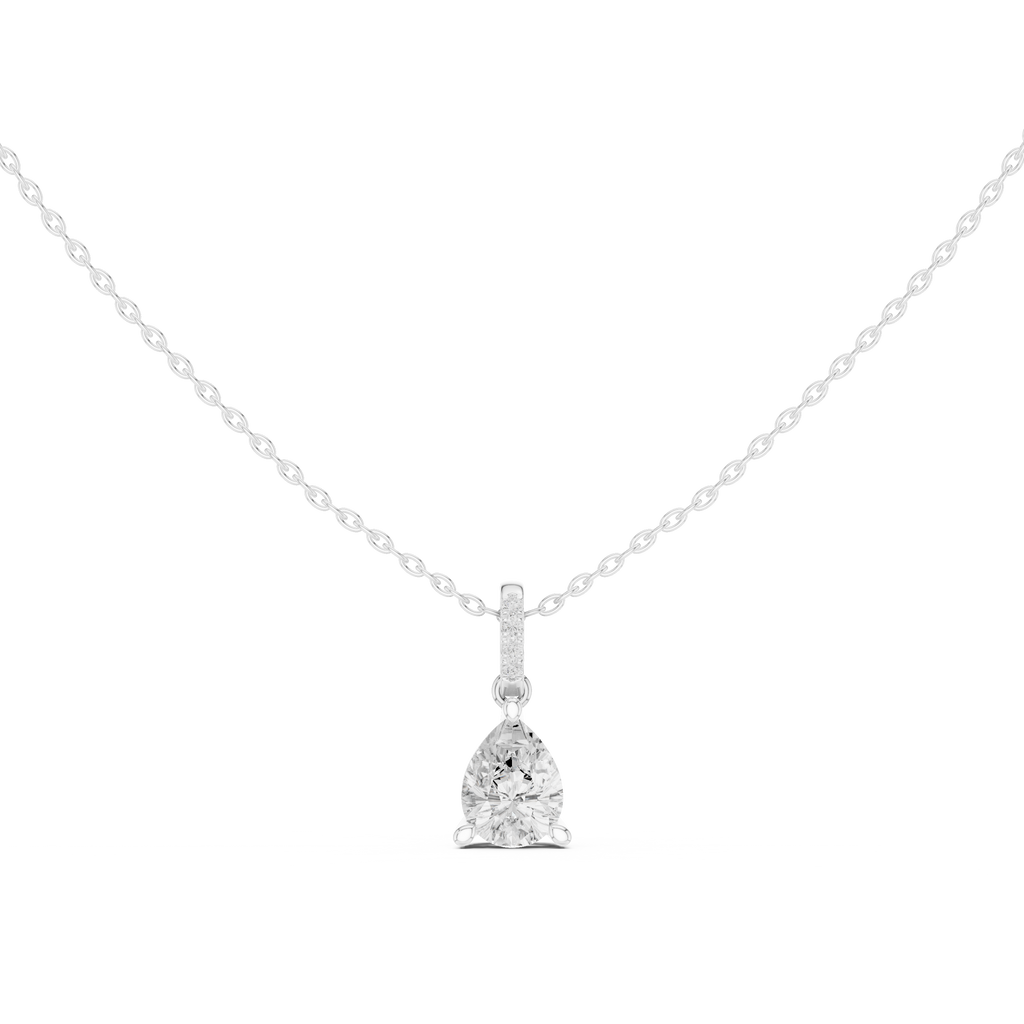 1.50 CT Pear Cut Diamond Pavé Bail Pendant Necklace in 14K & 18K Gold