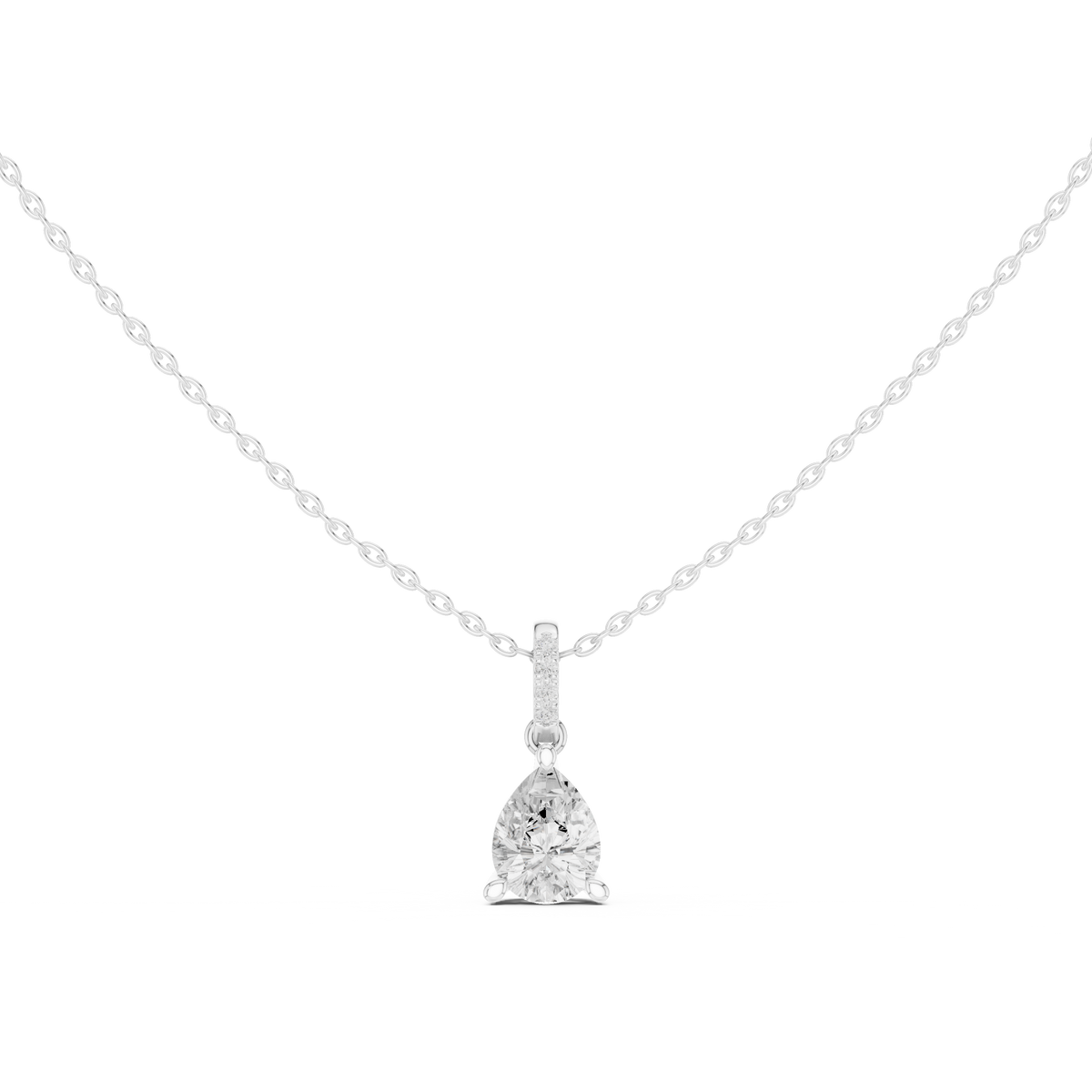 Pear Cut Diamond Pavé Bail Pendant – view 1 of 12, lab grown diamond pendant | Jewelix Atelier