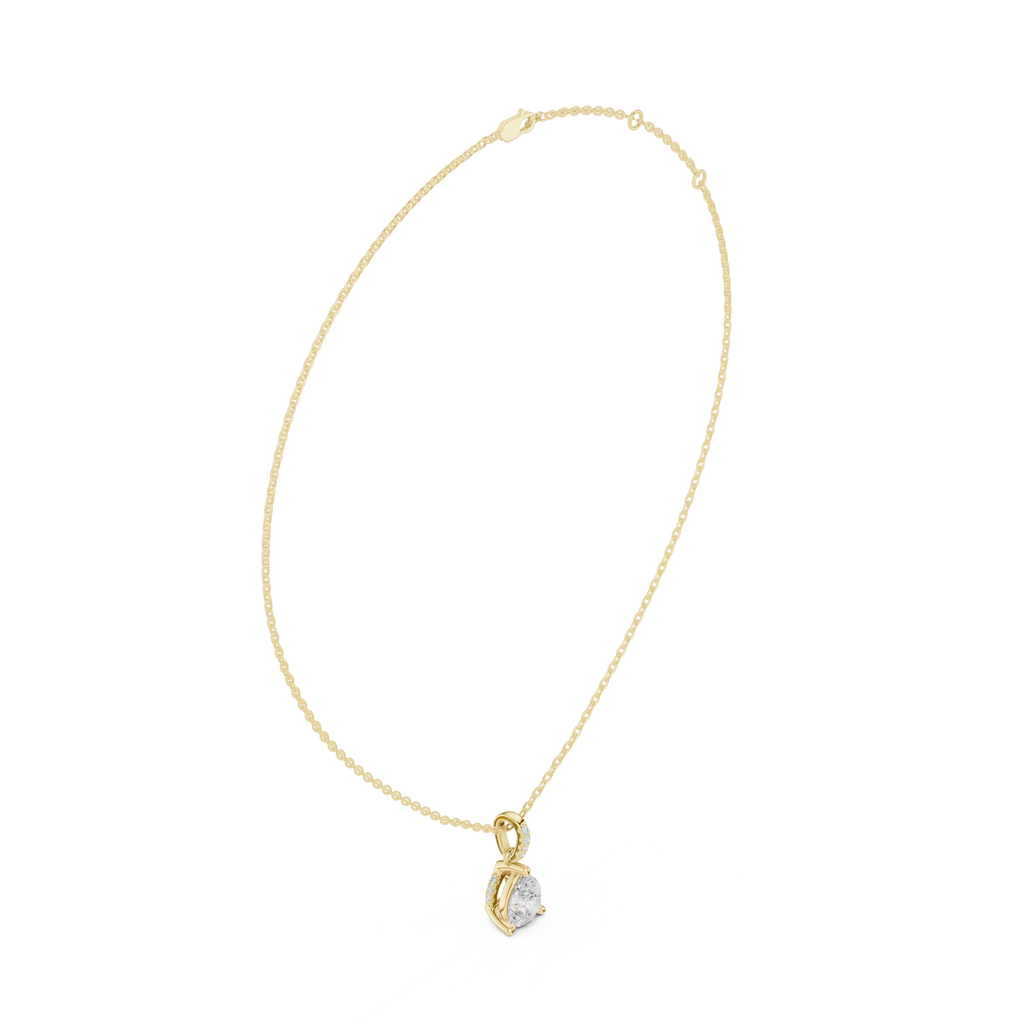 1.50 CT Pear Cut Diamond Pavé Bail Pendant Necklace in 14K & 18K Gold
