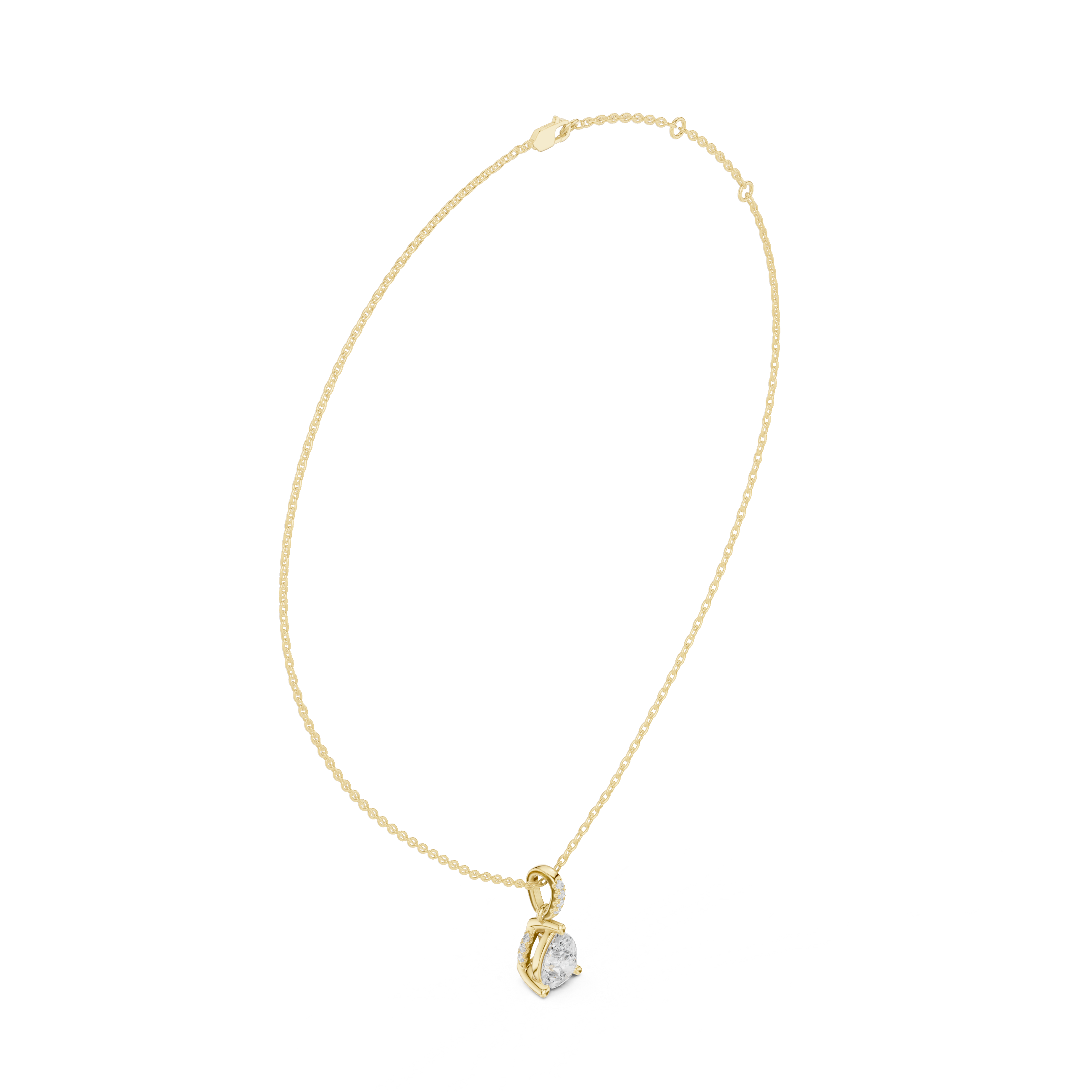 1.50 CT Pear Cut Diamond Pavé Bail Pendant Necklace in 14K & 18K Gold