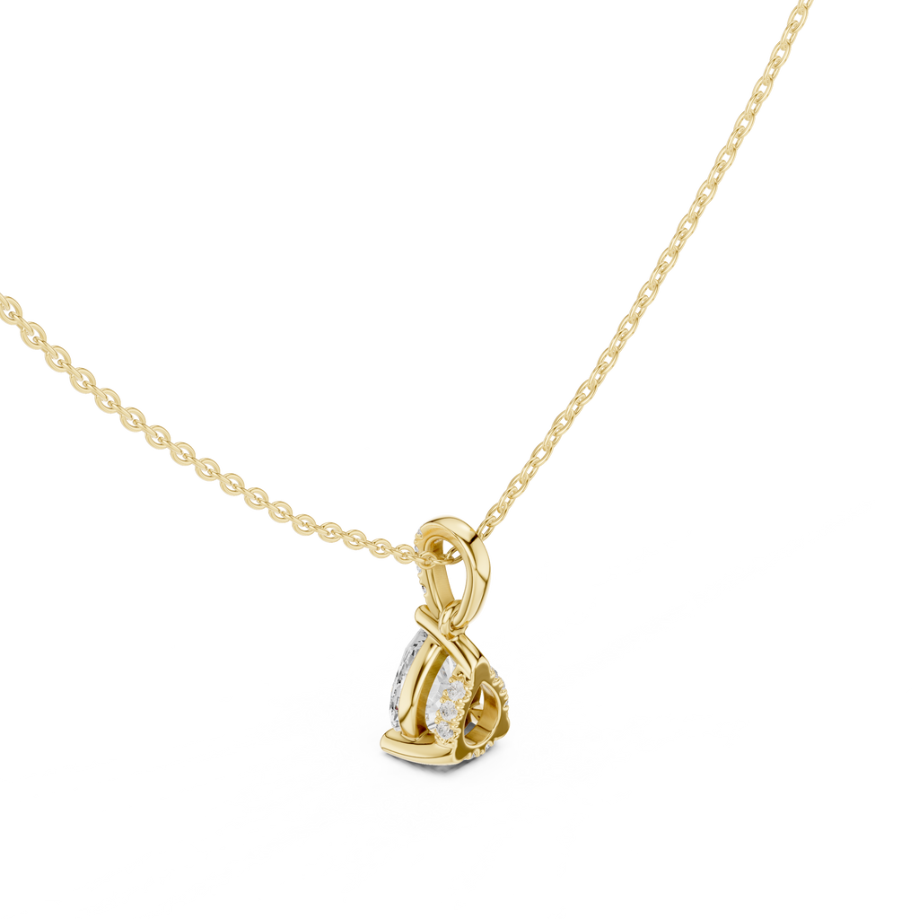1.50 CT Pear Cut Diamond Pavé Bail Pendant Necklace in 14K & 18K Gold