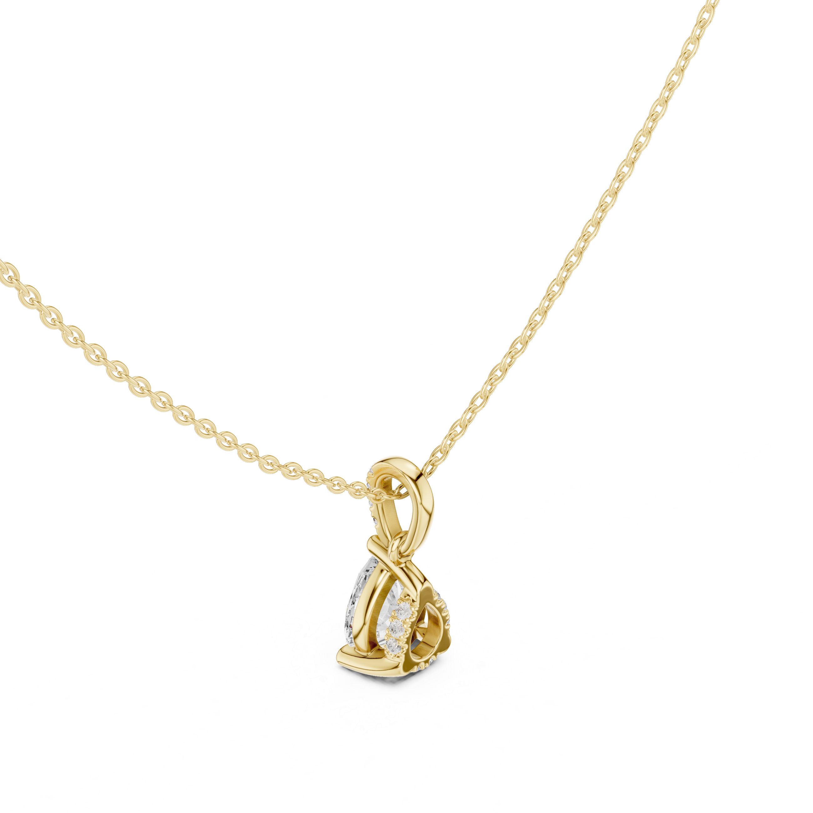 1.50 CT Pear Cut Diamond Pavé Bail Pendant Necklace in 14K & 18K Gold