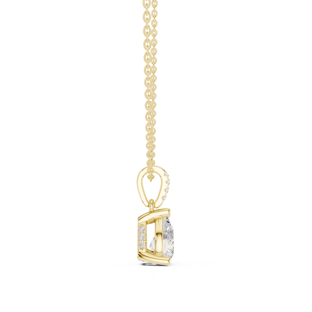 1.50 CT Pear Cut Diamond Pavé Bail Pendant Necklace in 14K & 18K Gold