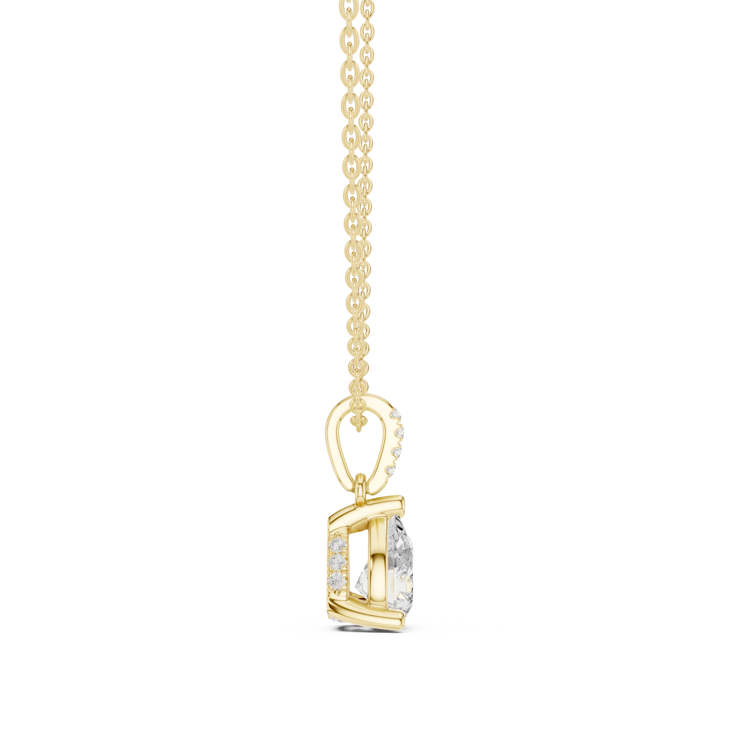 1.50 CT Pear Cut Diamond Pavé Bail Pendant Necklace in 14K & 18K Gold