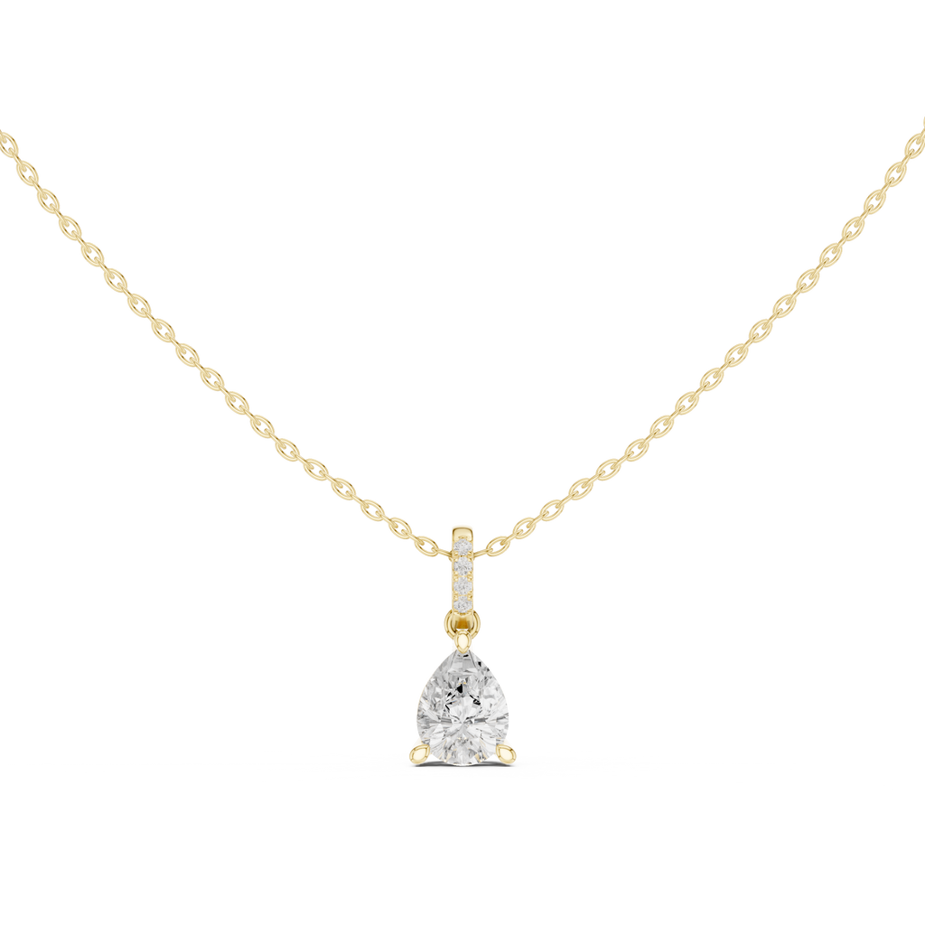 1.50 CT Pear Cut Diamond Pavé Bail Pendant Necklace in 14K & 18K Gold
