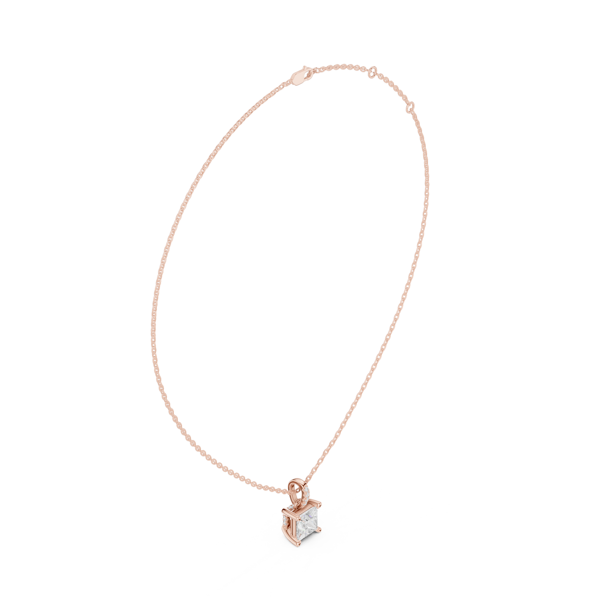 Princess Cut Diamond Pavé Bail Pendant – view 6 of 12, lab grown diamond pendant | Jewelix Atelier
