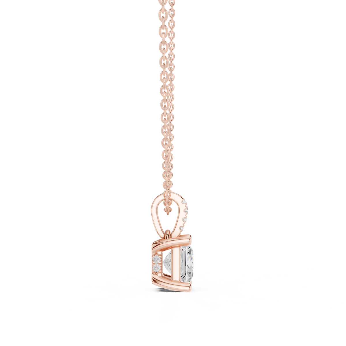 Princess Cut Diamond Pavé Bail Pendant – view 8 of 12, lab grown diamond pendant | Jewelix Atelier
