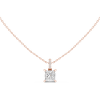 1.50 CT Princess Cut Diamond Pavé Bail Pendant Necklace in 14K & 18K Gold