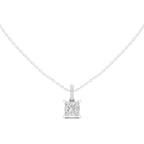 1.50 CT Princess Cut Diamond Pavé Bail Pendant Necklace in 14K & 18K Gold