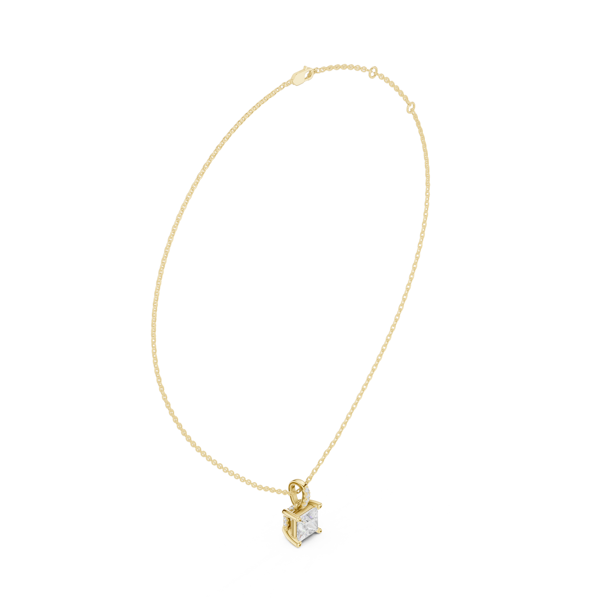 Princess Cut Diamond Pavé Bail Pendant – view 10 of 12, lab grown diamond pendant | Jewelix Atelier