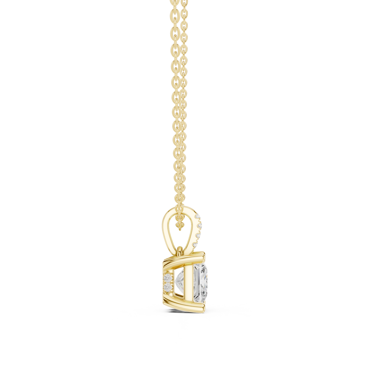 Princess Cut Diamond Pavé Bail Pendant – view 12 of 12, lab grown diamond pendant | Jewelix Atelier
