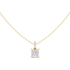 1.50 CT Princess Cut Diamond Pavé Bail Pendant Necklace in 14K & 18K Gold