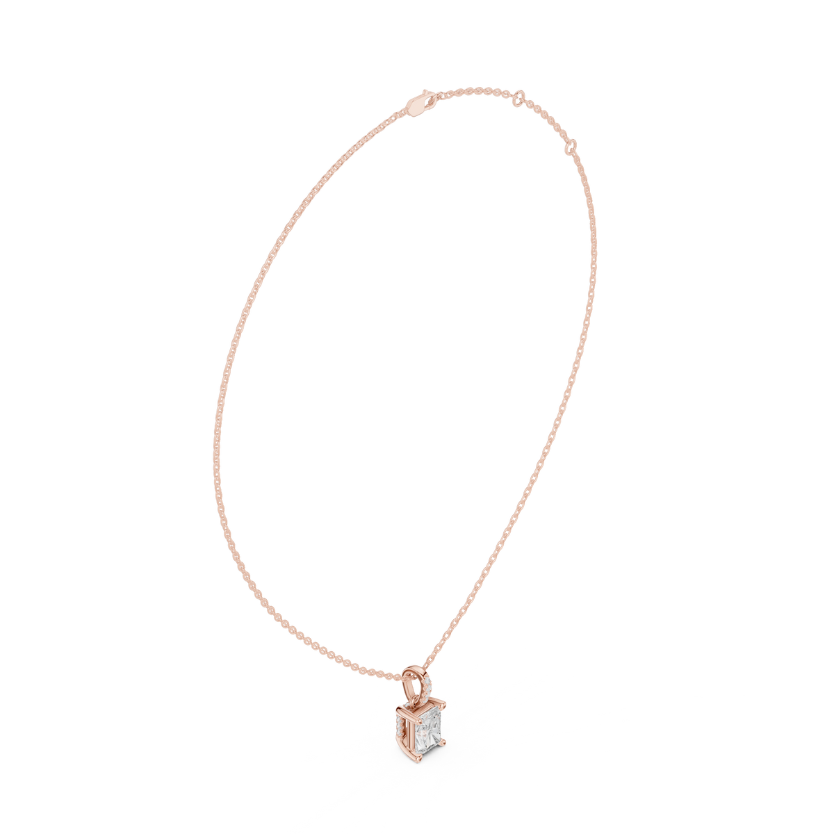Radiant Cut Diamond Pavé Bail Pendant Necklace – view 6 of 12, lab grown diamond necklace | Jewelix Atelier