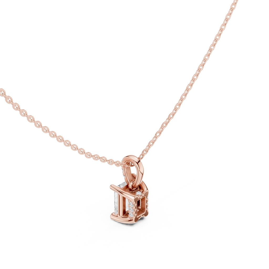 1.50 CT Radiant Cut Diamond Pavé Bail Pendant Necklace in 14K & 18K Gold