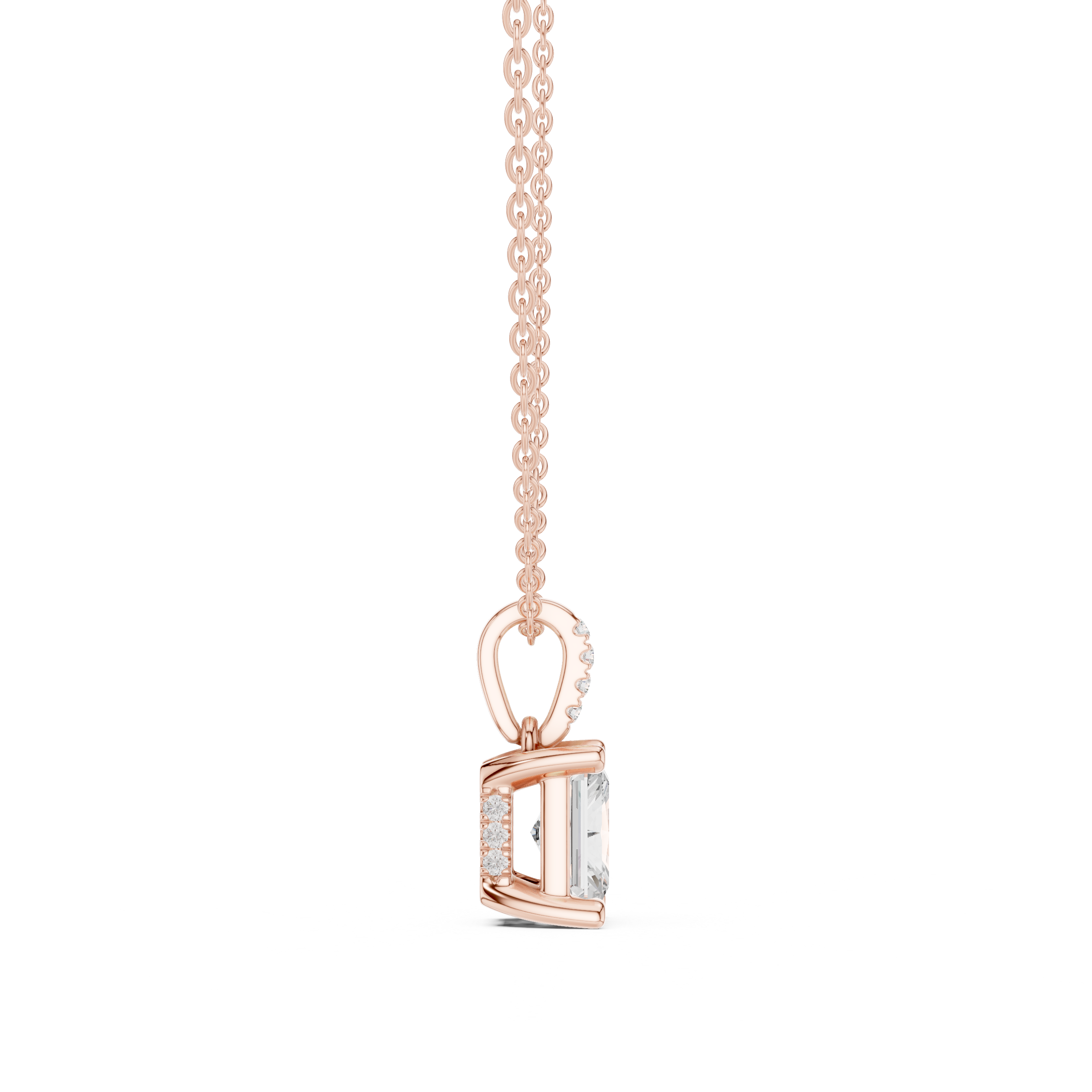 1.50 CT Radiant Cut Diamond Pavé Bail Pendant Necklace in 14K & 18K Gold