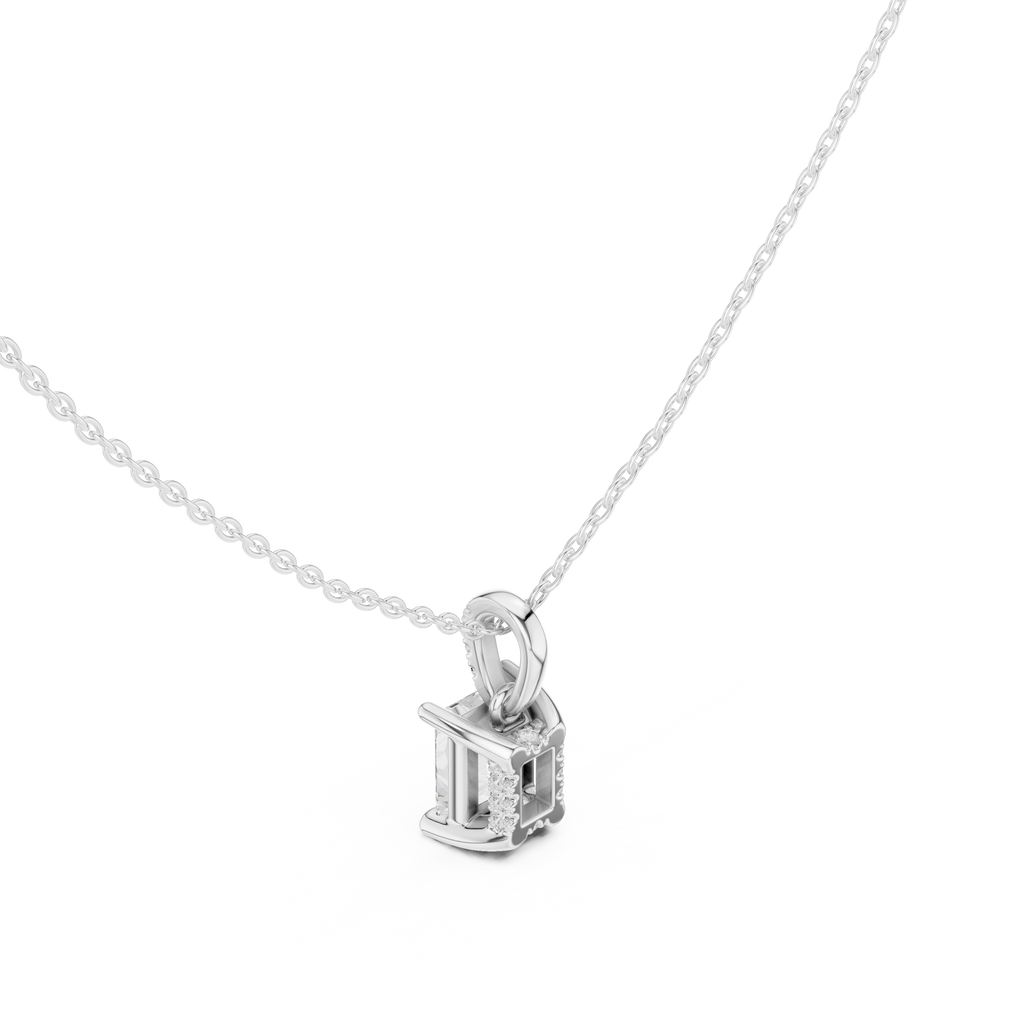 1.50 CT Radiant Cut Diamond Pavé Bail Pendant Necklace in 14K & 18K Gold