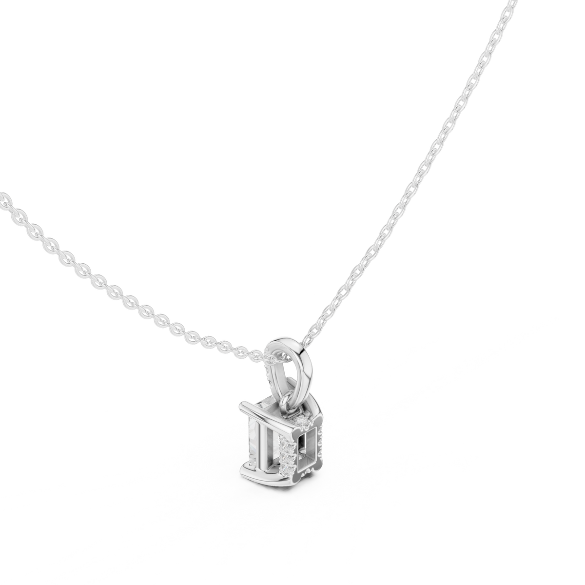Radiant Cut Diamond Pavé Bail Pendant Necklace – view 3 of 12, lab grown diamond necklace | Jewelix Atelier