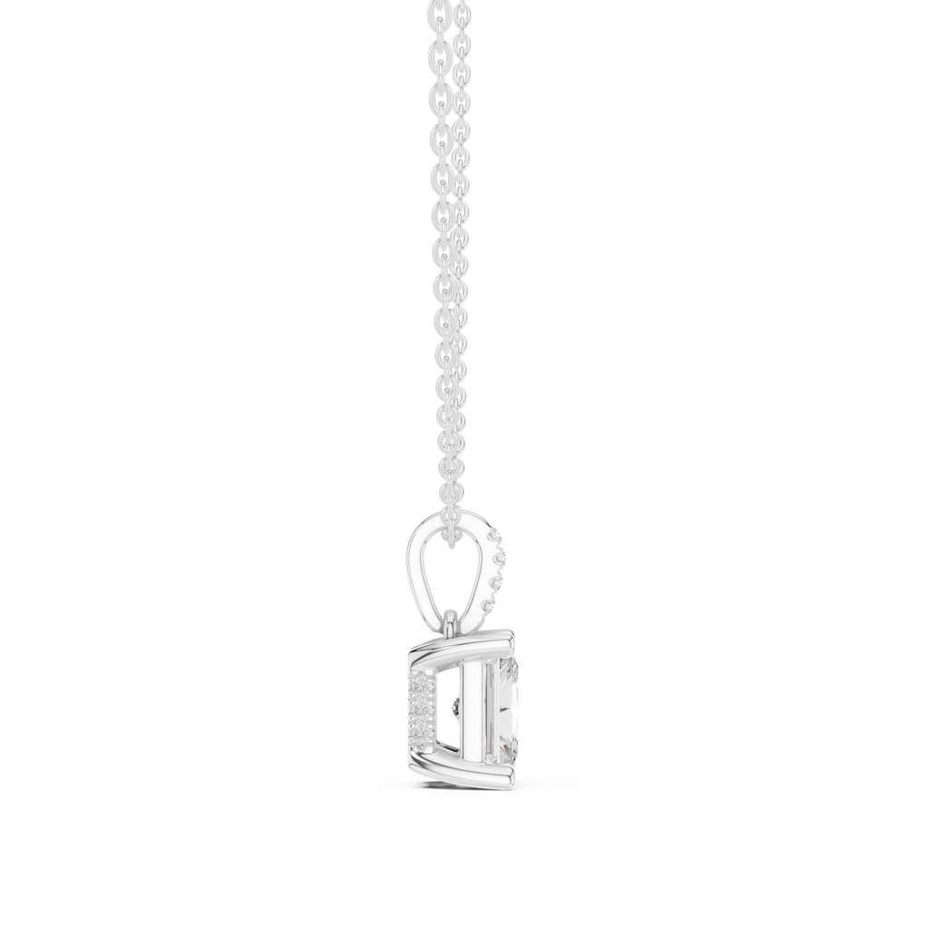 1.50 CT Radiant Cut Diamond Pavé Bail Pendant Necklace in 14K & 18K Gold