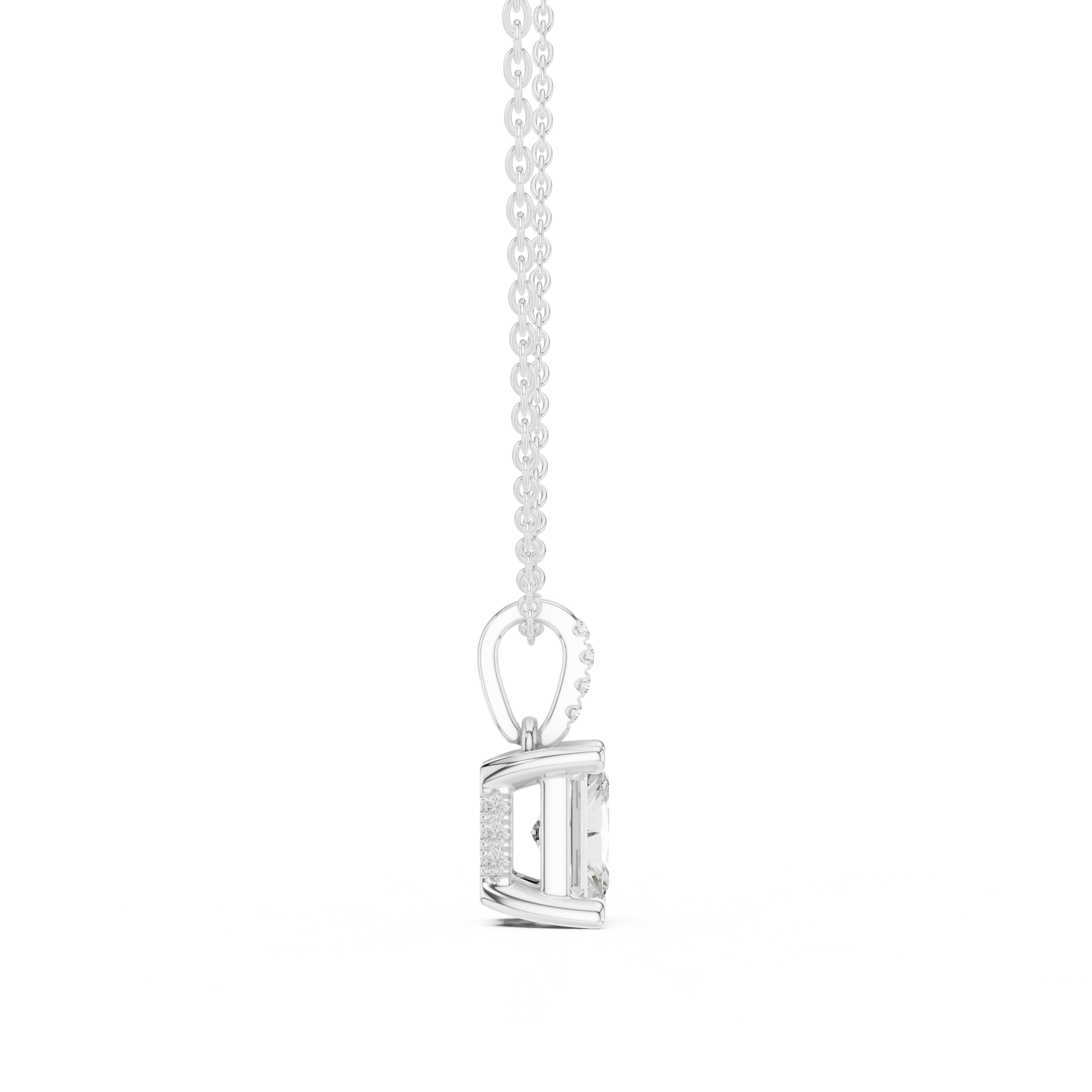 1.50 CT Radiant Cut Diamond Pavé Bail Pendant Necklace in 14K & 18K Gold