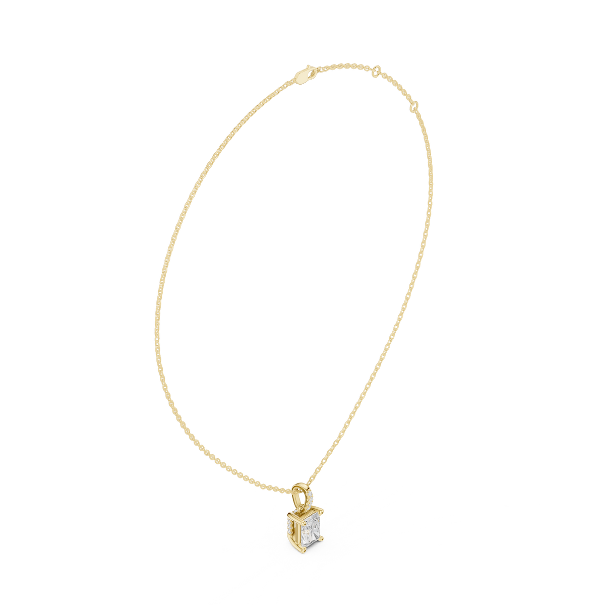 Radiant Cut Diamond Pavé Bail Pendant Necklace – view 10 of 12, lab grown diamond necklace | Jewelix Atelier