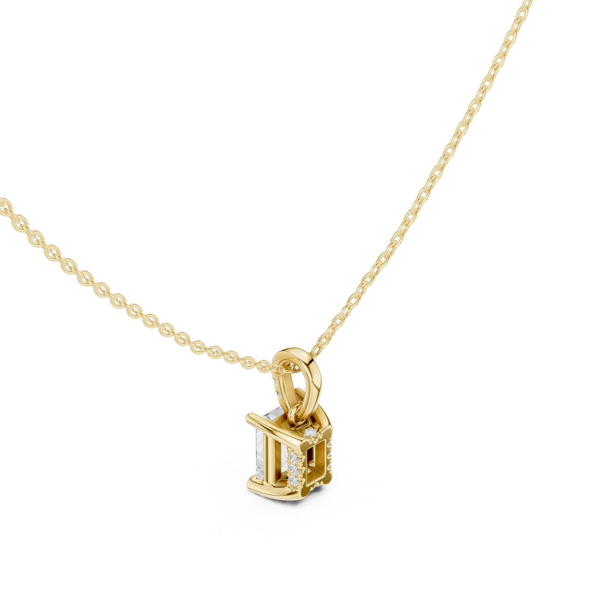 Radiant Cut Diamond Pavé Bail Pendant Necklace – view 11 of 12, lab grown diamond necklace | Jewelix Atelier