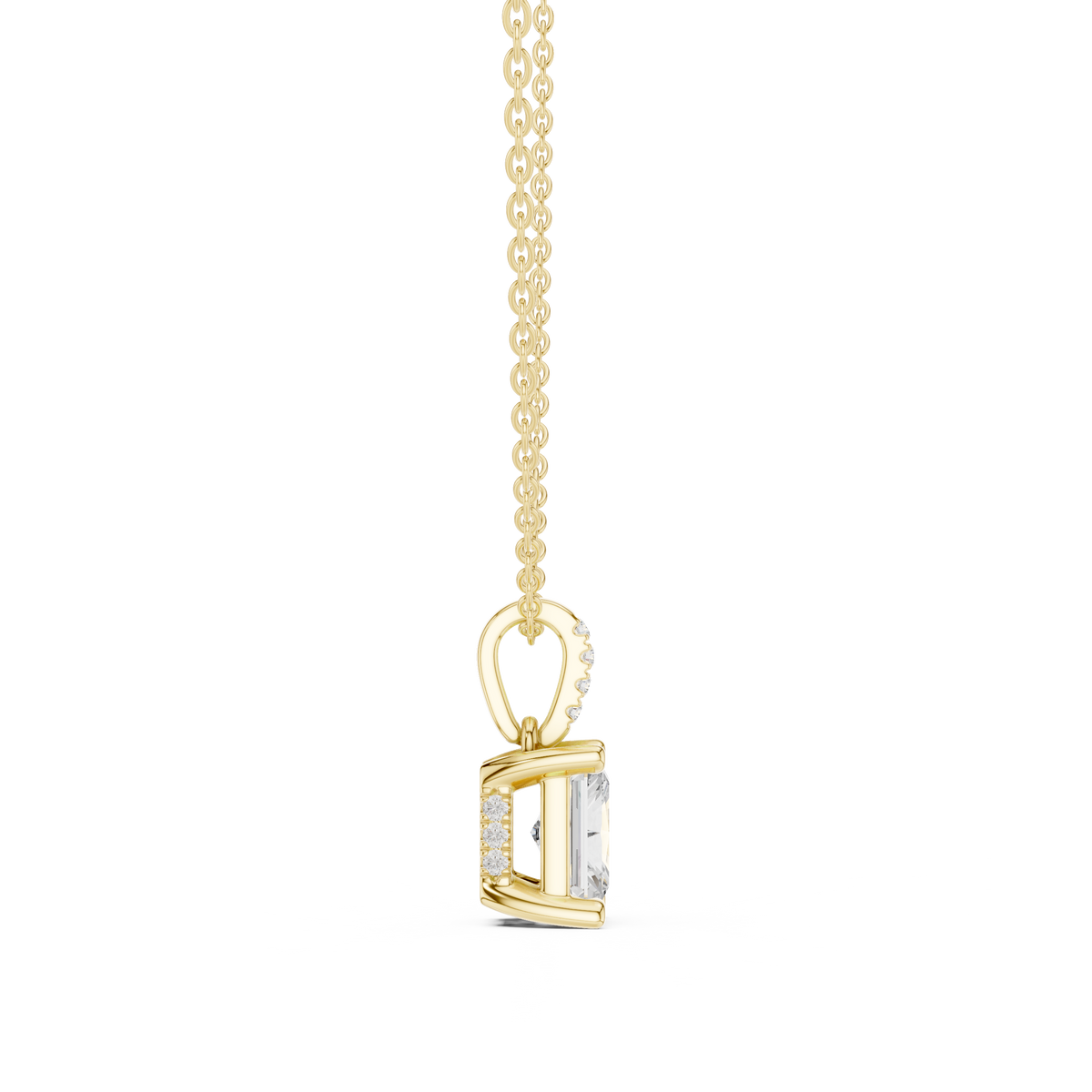 Radiant Cut Diamond Pavé Bail Pendant Necklace – view 12 of 12, lab grown diamond necklace | Jewelix Atelier