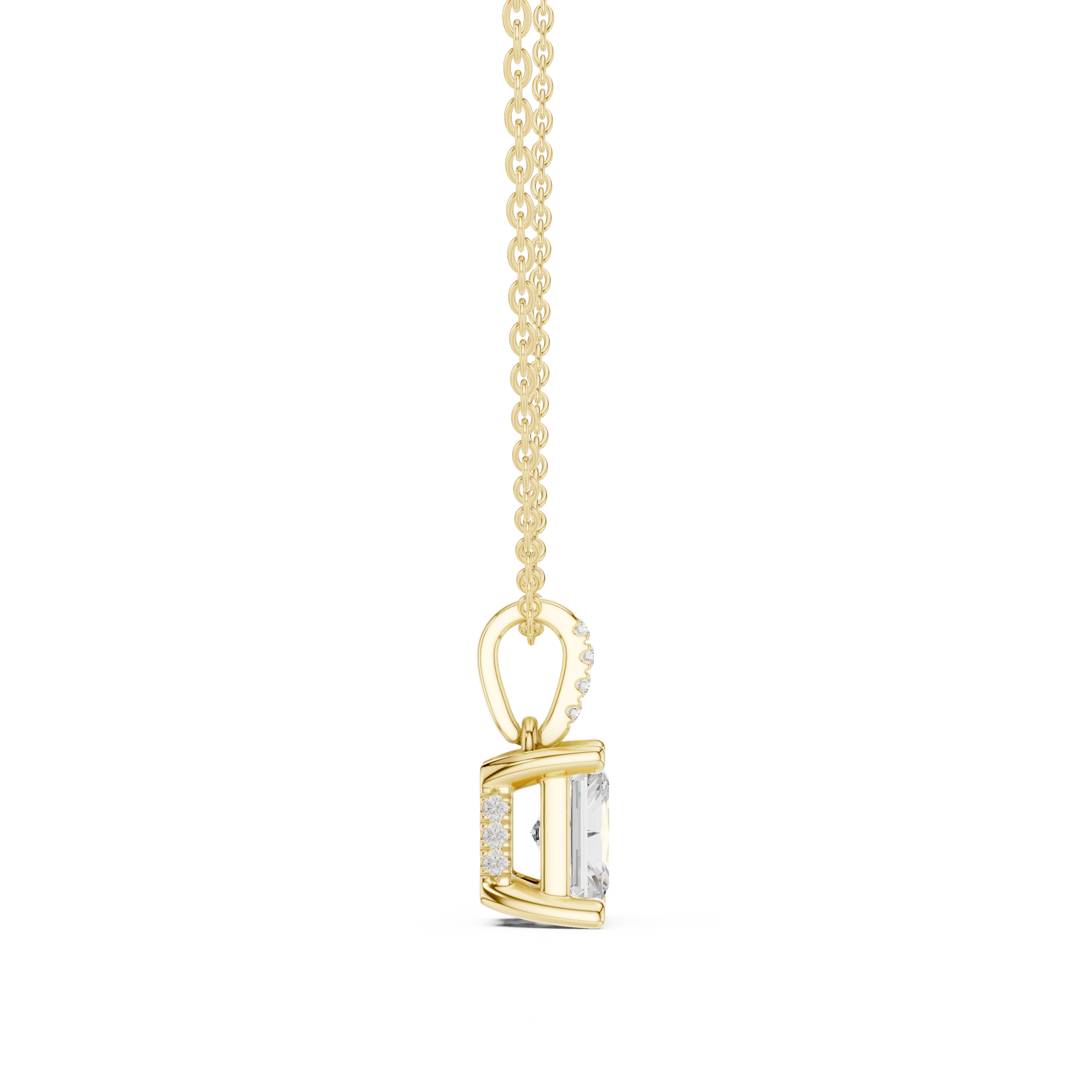1.50 CT Radiant Cut Diamond Pavé Bail Pendant Necklace in 14K & 18K Gold