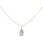 1.50 CT Radiant Cut Diamond Pavé Bail Pendant Necklace in 14K & 18K Gold