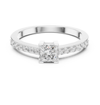 0.58 CT Princess Cut Diamond Pavé Engagement Ring