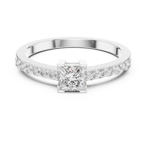 0.58 ct Princess Cut Diamond Pavé Engagement Ring — Jewelix Atelier